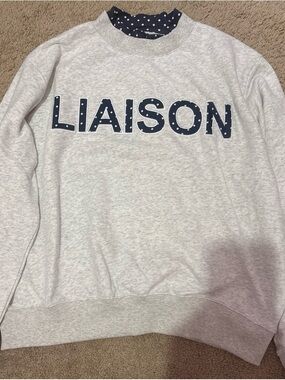 Liaison the Label Layered Mock Neck Navy and White Polka Dots New S/M